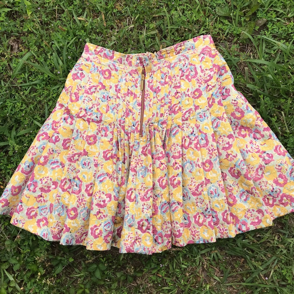 Zac Posen Golden Floral Skirt